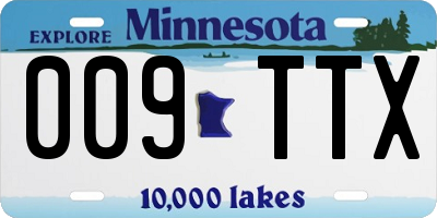 MN license plate 009TTX