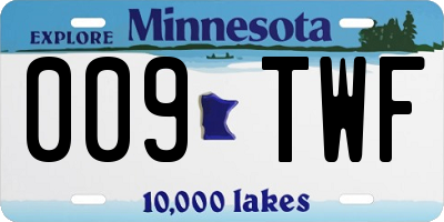 MN license plate 009TWF
