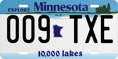 MN license plate 009TXE
