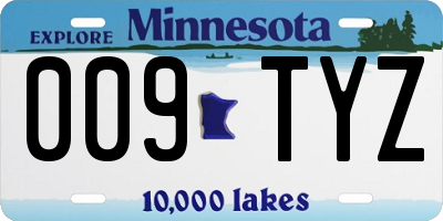 MN license plate 009TYZ