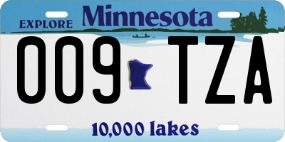 MN license plate 009TZA