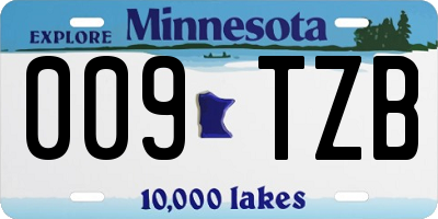 MN license plate 009TZB