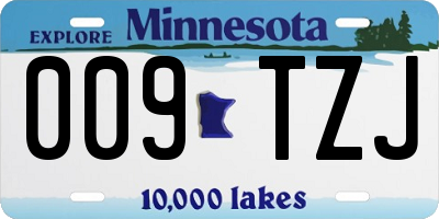 MN license plate 009TZJ