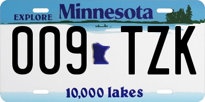 MN license plate 009TZK