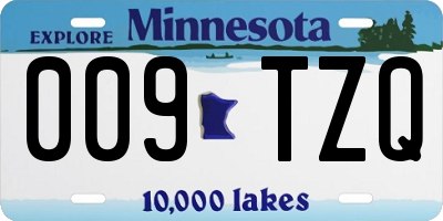 MN license plate 009TZQ