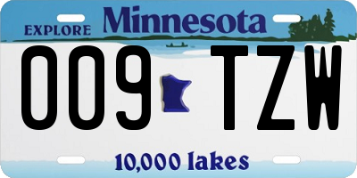 MN license plate 009TZW