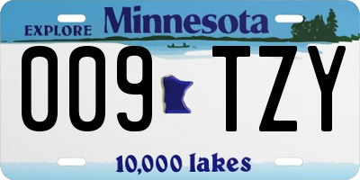 MN license plate 009TZY