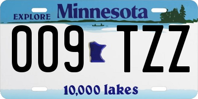 MN license plate 009TZZ