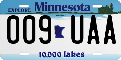 MN license plate 009UAA