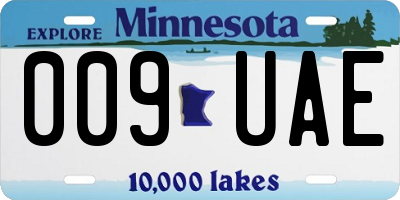 MN license plate 009UAE