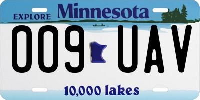 MN license plate 009UAV