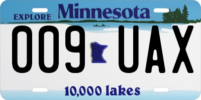 MN license plate 009UAX