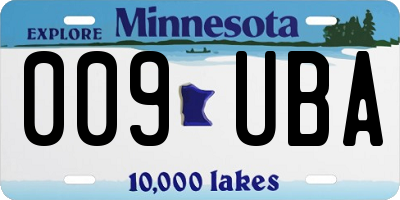 MN license plate 009UBA