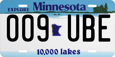 MN license plate 009UBE