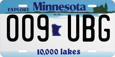 MN license plate 009UBG