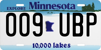 MN license plate 009UBP