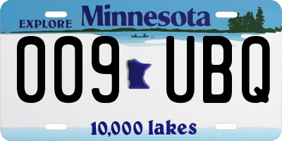 MN license plate 009UBQ