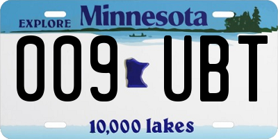 MN license plate 009UBT
