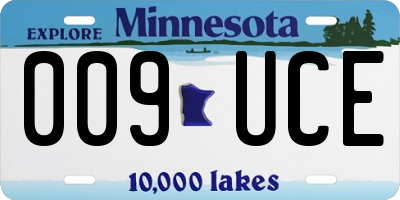 MN license plate 009UCE