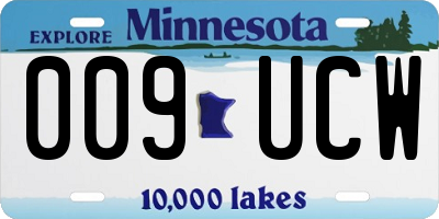 MN license plate 009UCW