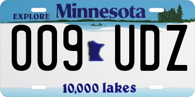 MN license plate 009UDZ