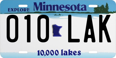 MN license plate 010LAK