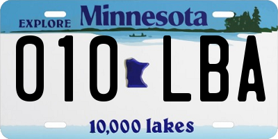 MN license plate 010LBA