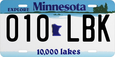 MN license plate 010LBK