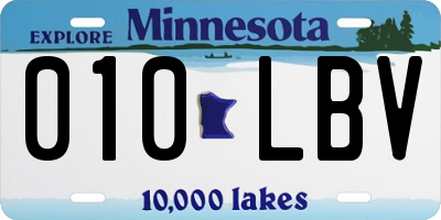 MN license plate 010LBV