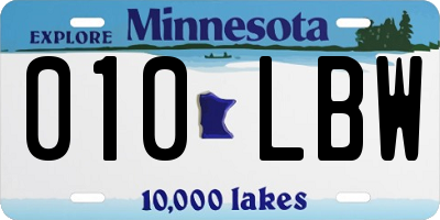 MN license plate 010LBW