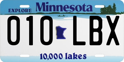 MN license plate 010LBX