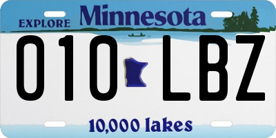 MN license plate 010LBZ