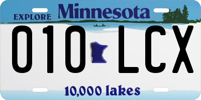 MN license plate 010LCX