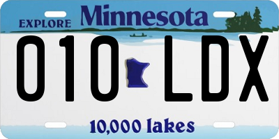 MN license plate 010LDX