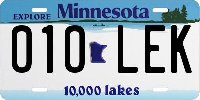 MN license plate 010LEK