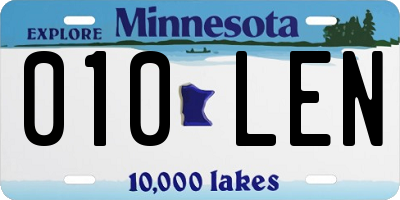 MN license plate 010LEN