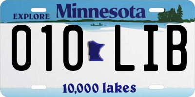 MN license plate 010LIB