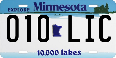 MN license plate 010LIC
