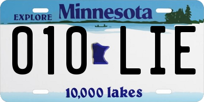 MN license plate 010LIE