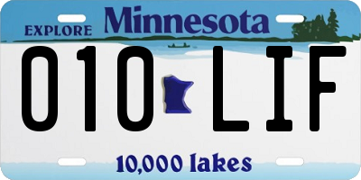 MN license plate 010LIF