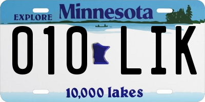MN license plate 010LIK
