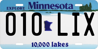 MN license plate 010LIX