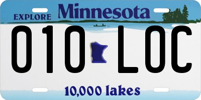 MN license plate 010LOC