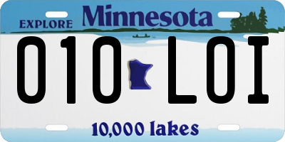 MN license plate 010LOI