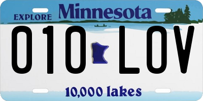 MN license plate 010LOV