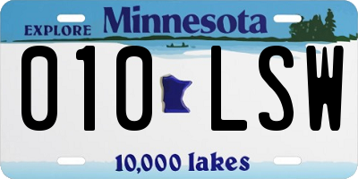 MN license plate 010LSW