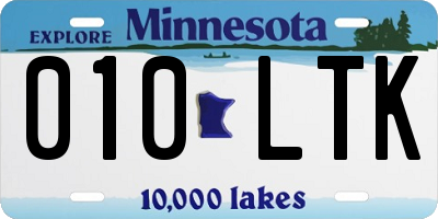 MN license plate 010LTK