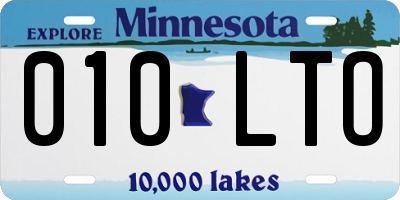 MN license plate 010LTO