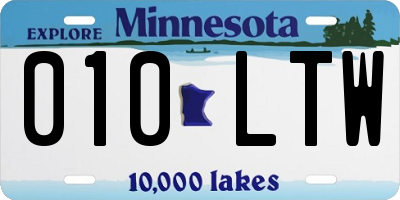 MN license plate 010LTW