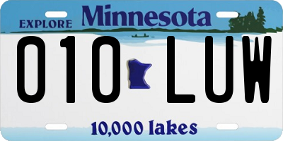 MN license plate 010LUW